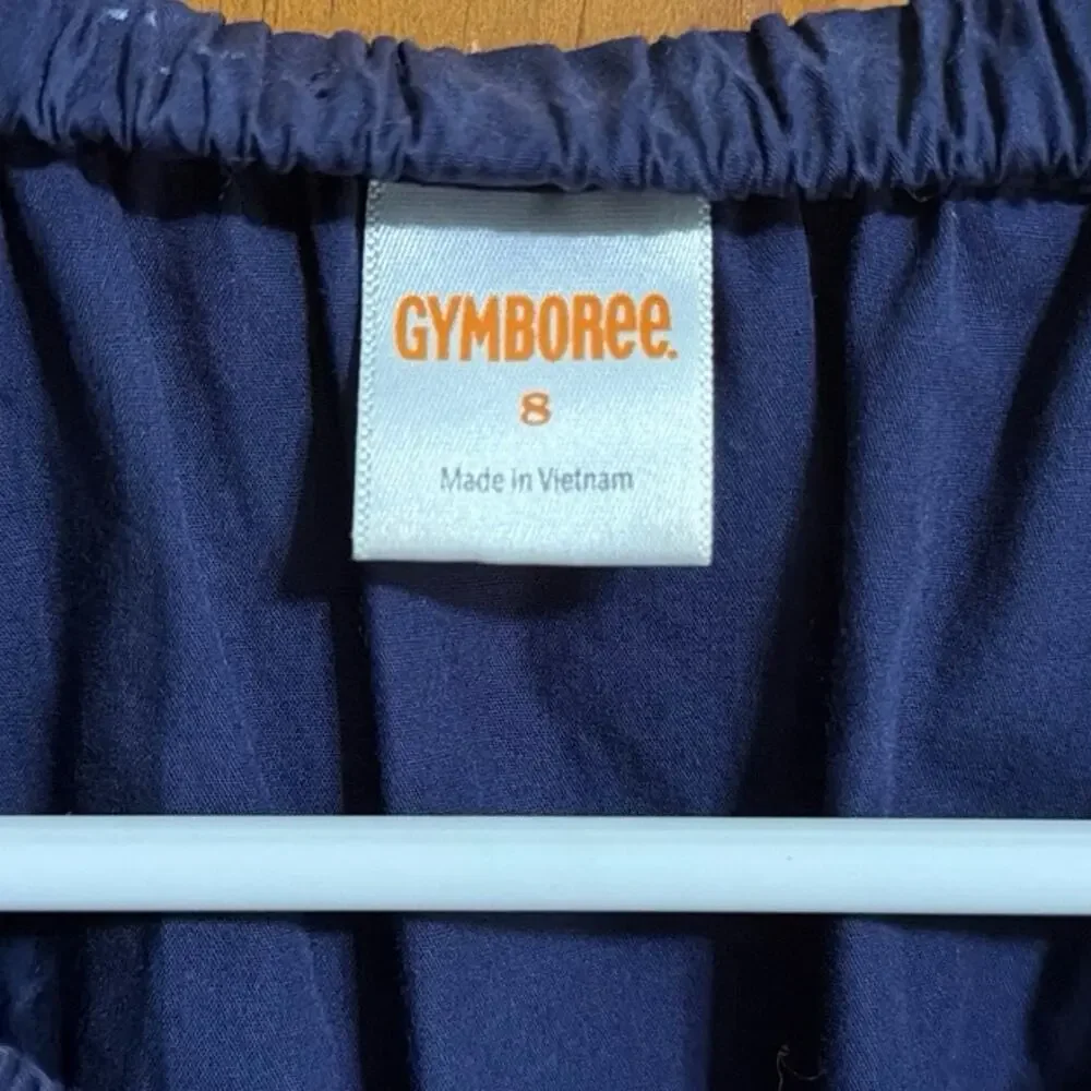 Gymboree Navy Blue Summer Dress Embroidered Tree Leaves Cat Leopard Size 8